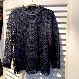 James Coviello lace-front top, 3/4 sleeve.